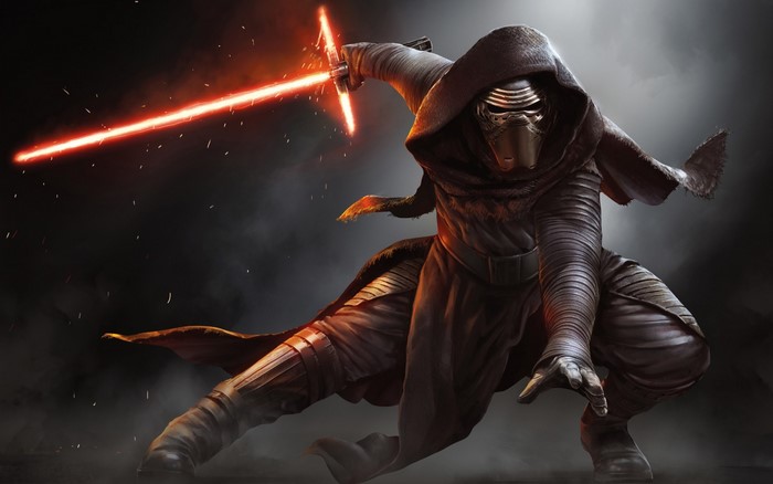 Kylo Ren from Star Wars with a lightsaber