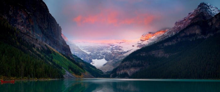 Lake Louise with Mountains and Sunrise