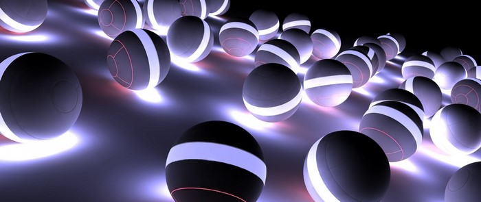 Abstract 3D spheres with glowing lights
