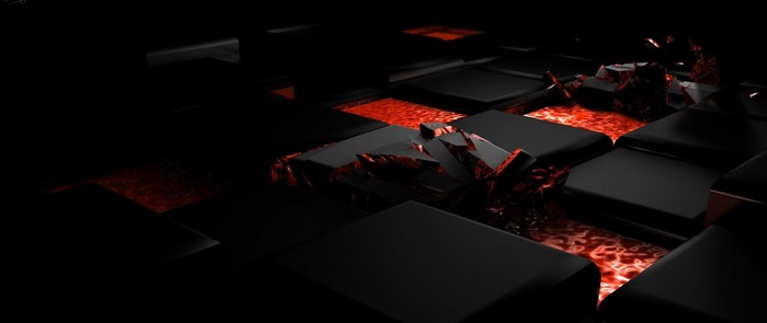 Abstract 3D fractured black and red design