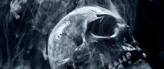 Monochrome skull with smoke