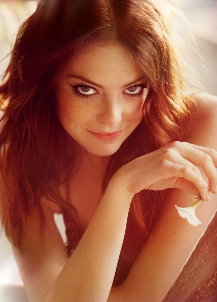 Emma Stone portrait with a flower