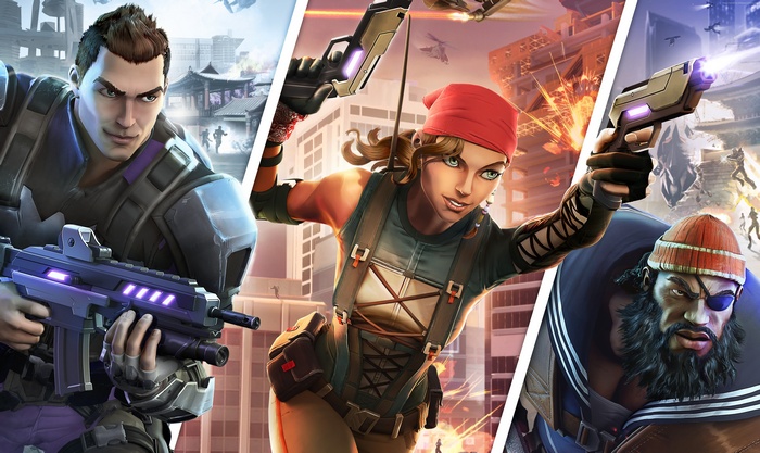 Agents of Mayhem characters with weapons