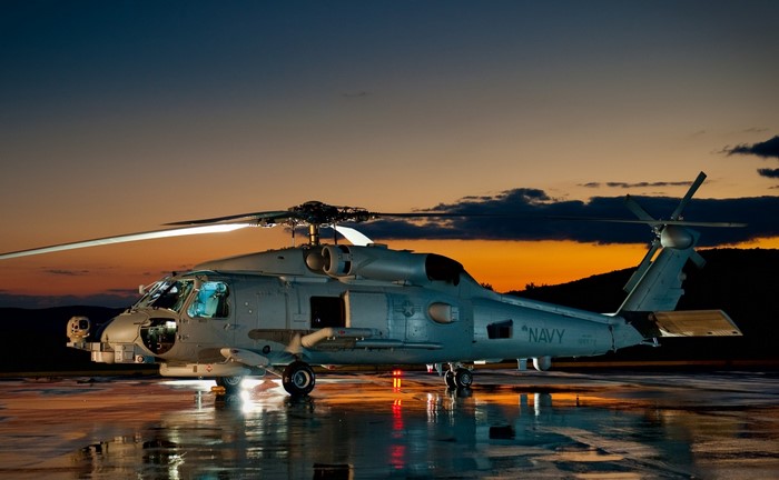 United States Navy Sikorsky UH-60 Black Hawk Helicopter at Dusk