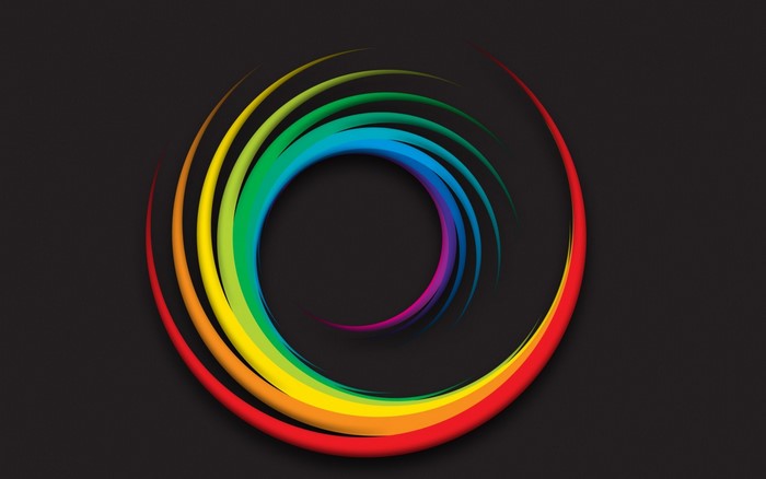 Abstract rainbow spiral on a dark background