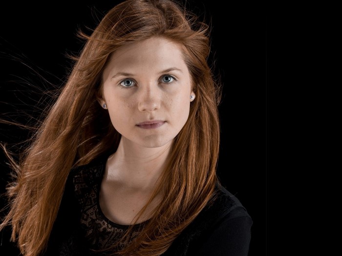 Bonnie Wright portrait with long red hair