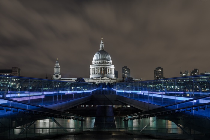 St. Paul's Cathedral and Millennium Bridge at Night