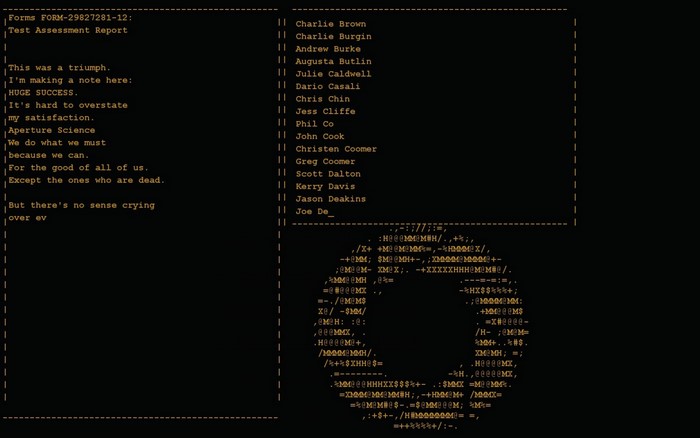 Portal Test Assessment Report with ASCII Art