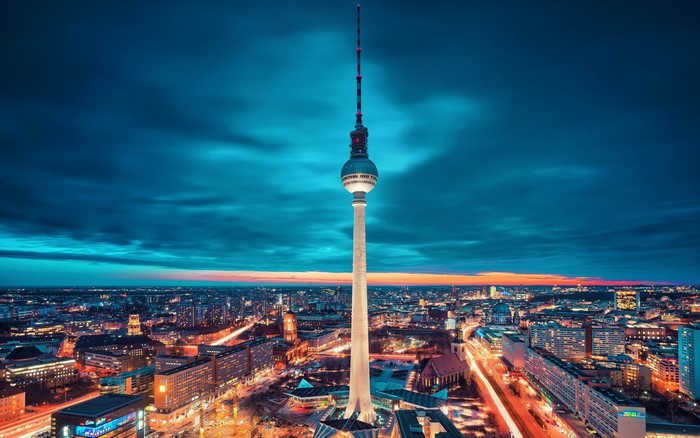 Berlin TV Tower at Dusk over Cityscape