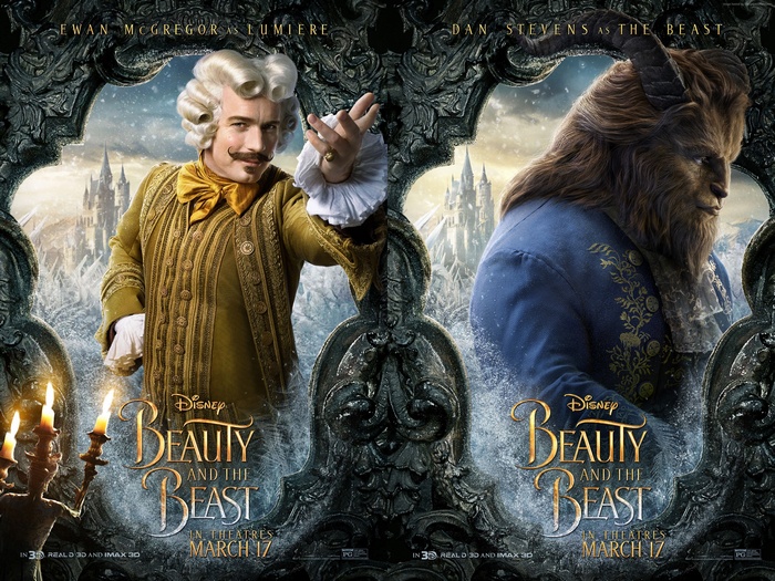 Beauty and the Beast movie poster with Lumiere and the Beast