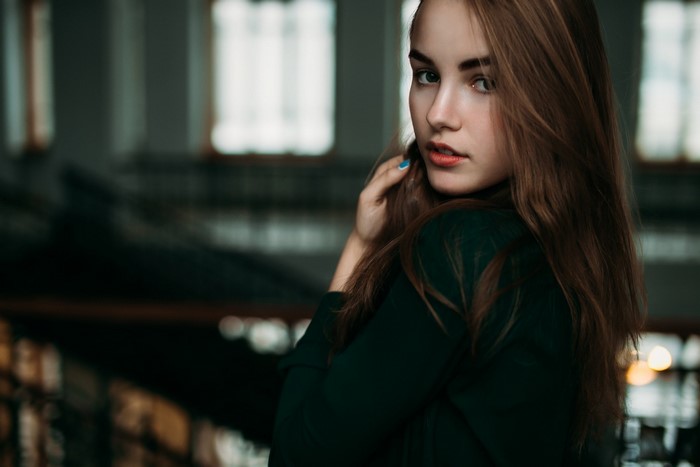 Portrait of a Woman with Auburn Hair and Sweater