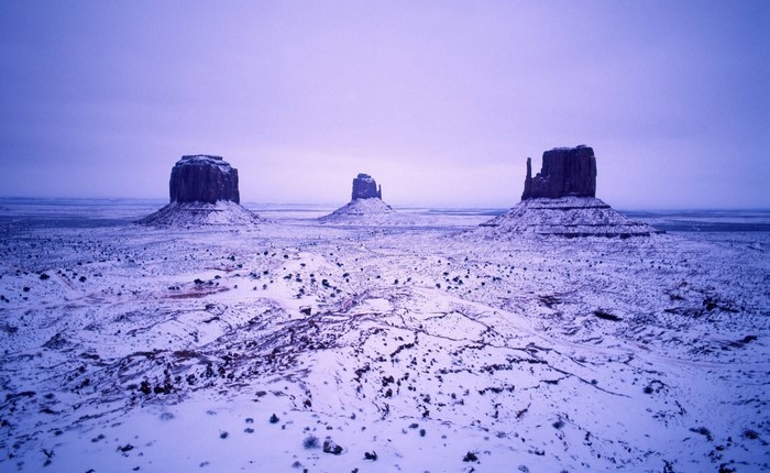 Monument Valley in winter with snow