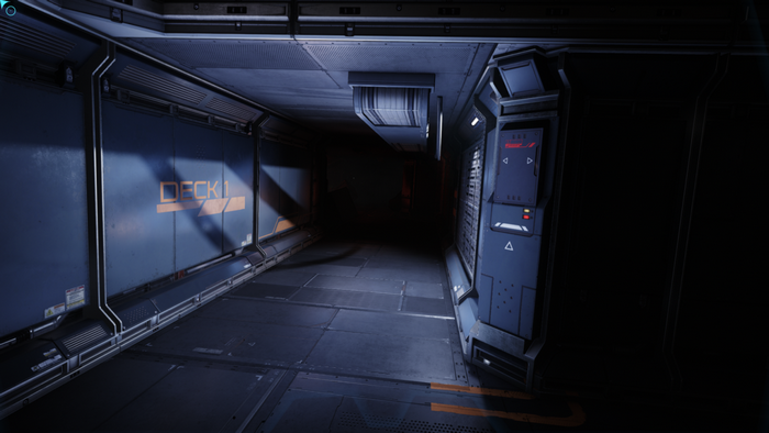 Interior of a spaceship corridor in Star Citizen