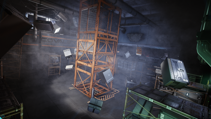 Star Citizen industrial factory with debris