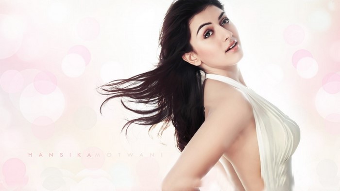 Hansika Motwani in a white dress