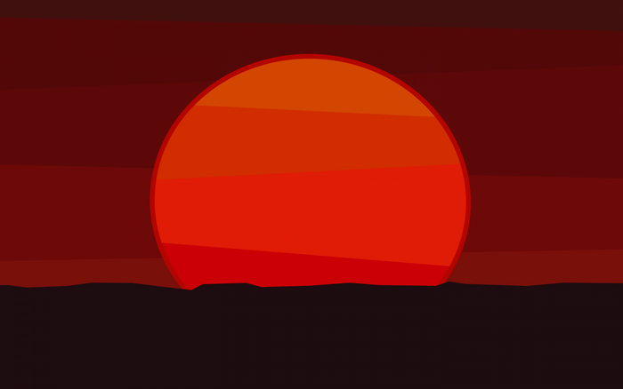 Minimalist sunset illustration with horizontal lines