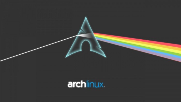 Arch Linux logo with prism and rainbow spectrum