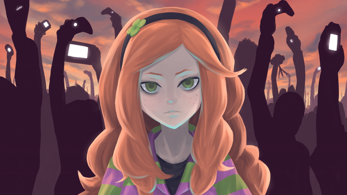 Vivian James in front of a crowd