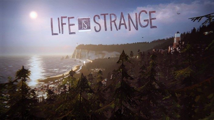 Life is Strange title over Arcadia Bay coast