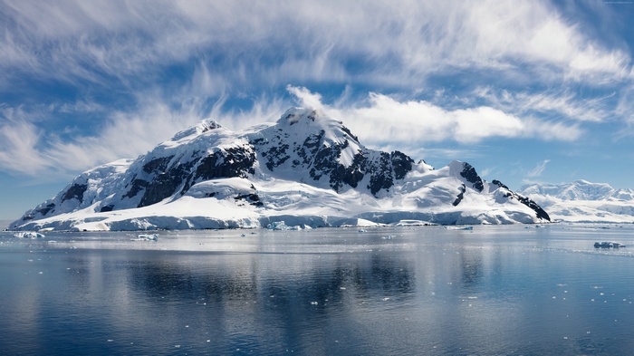 Sea, Island, 4k, Snow, 5k, winter, water, Ocean, sky, clouds
