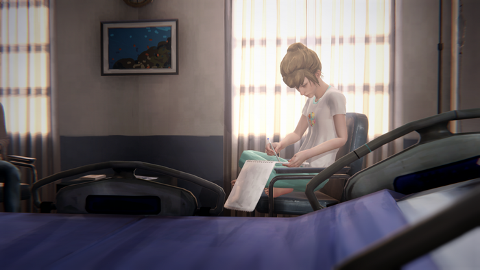 Kate Marsh from Life Is Strange in a hospital room