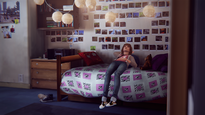 Max Caulfield from Life Is Strange in a bedroom