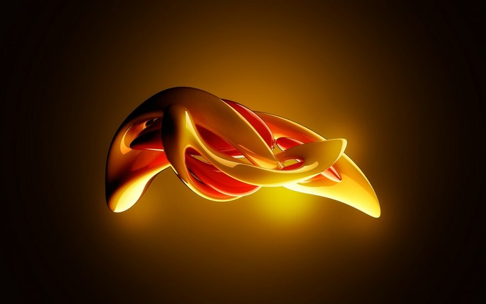 Abstract 3D sculpture with yellow and red colors