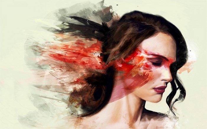 Abstract painting of Natalie Portman's face
