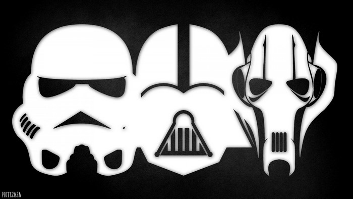 Stormtrooper, Darth Vader, and General Grievous from Star Wars