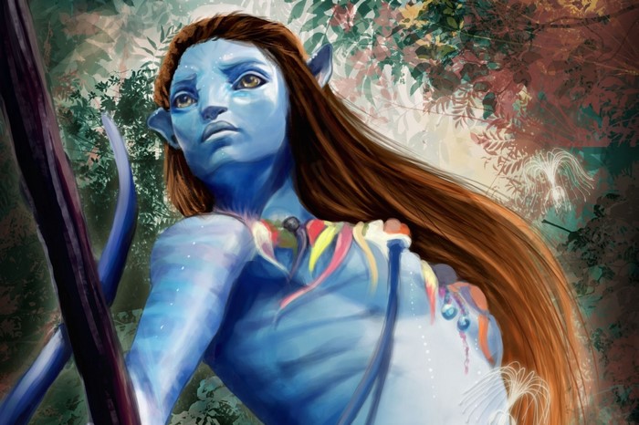 Neytiri from Avatar in a forest