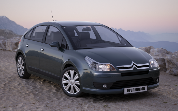 Citroen C4 hatchback parked on a rocky terrain