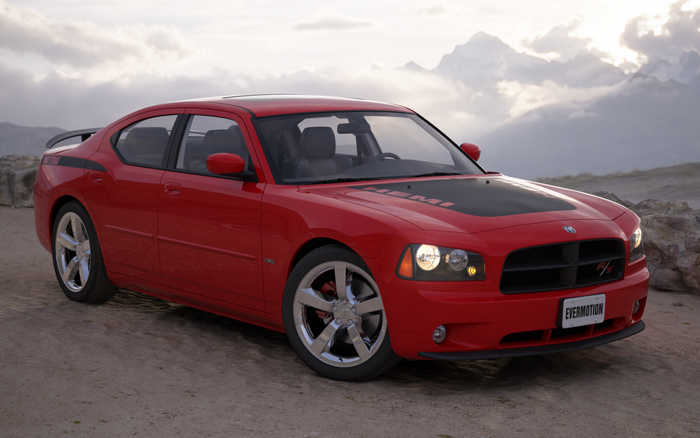 Red Dodge Charger R/T with HEMI stripe