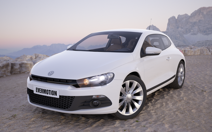 White Volkswagen Scirocco parked on rocky terrain