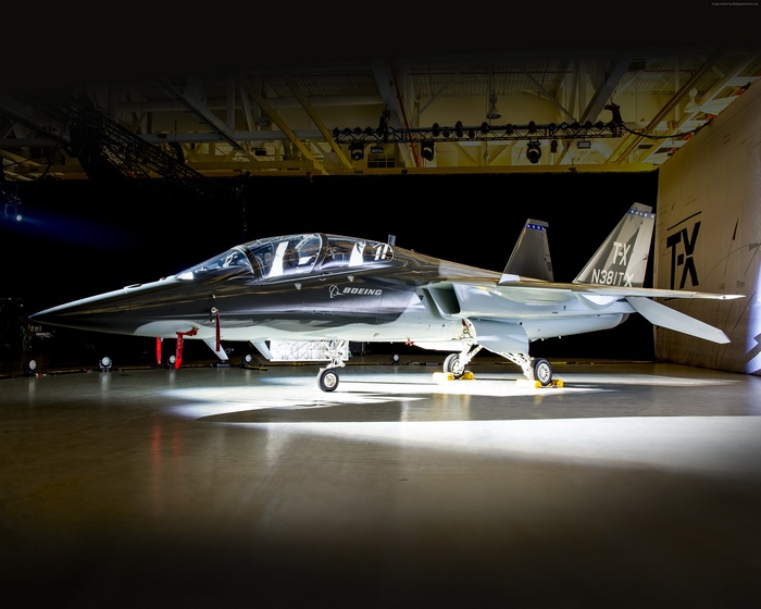 Boeing T-X N381TX aircraft in hangar