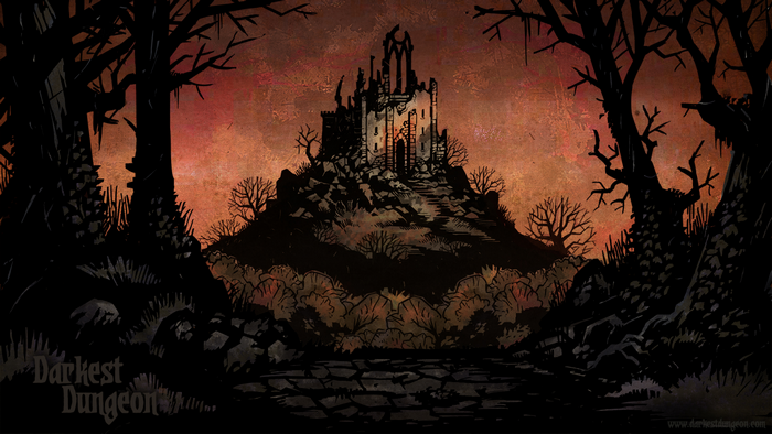Darkest Dungeon castle on a hill