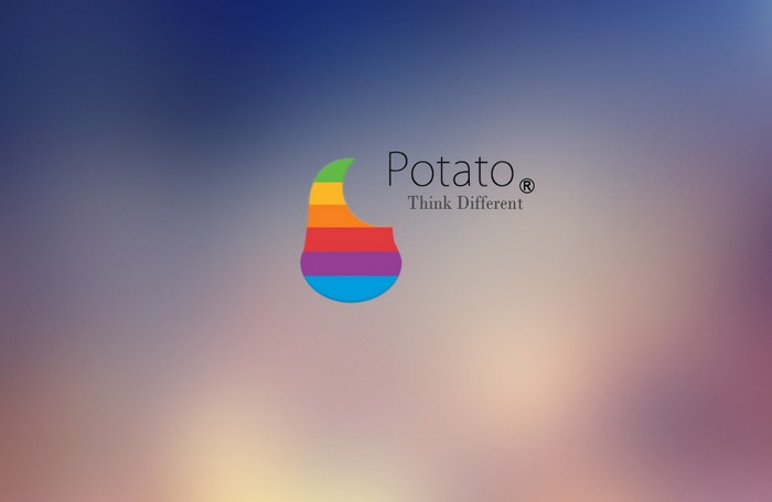 Potato logo with rainbow shape and text