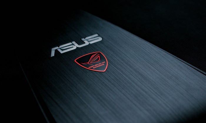 ASUS Republic of Gamers logo on a dark surface