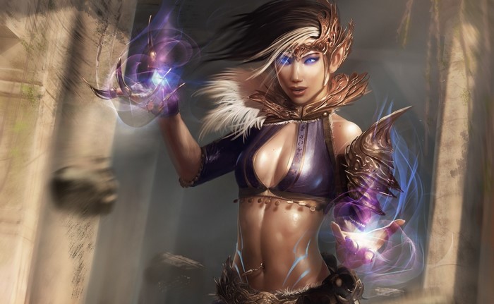 Fantasy art of a woman casting magic
