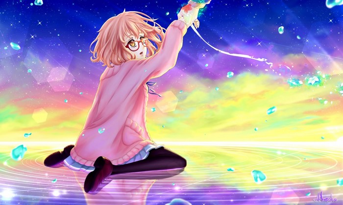 Mirai Kuriyama from Kyoukai no Kanata holding a scroll