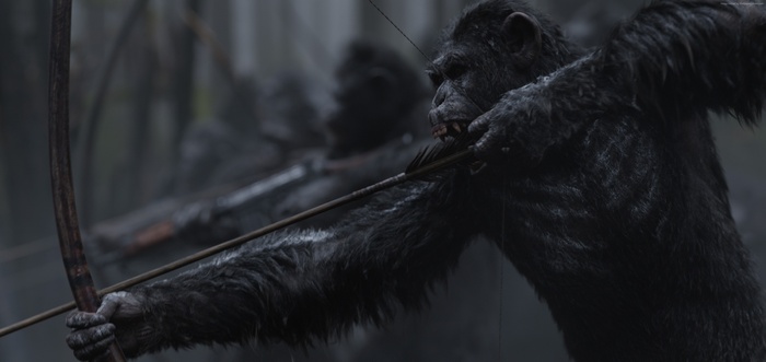 Ape with bow and arrow in War for the Planet of the Apes 4K