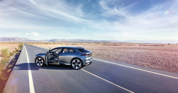 Jaguar I-Pace SUV on a Desert Road