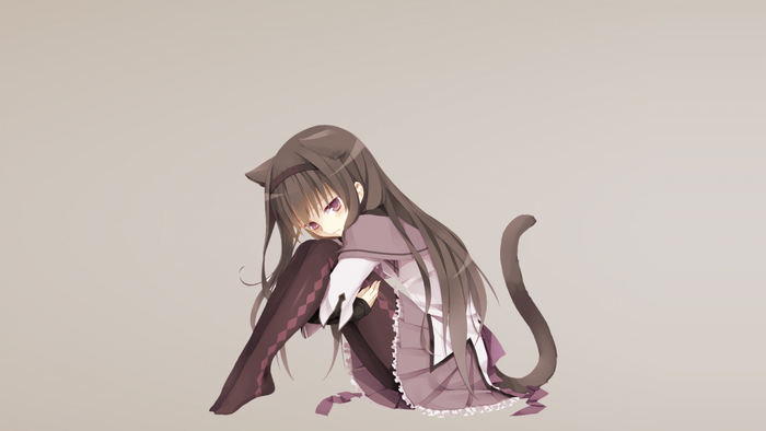 Anime girl with cat ears and tail