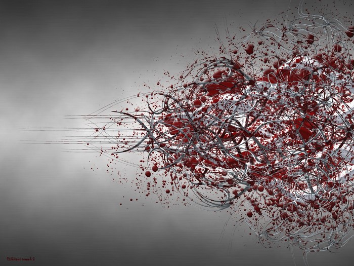 Abstract blood spatter and metallic strands