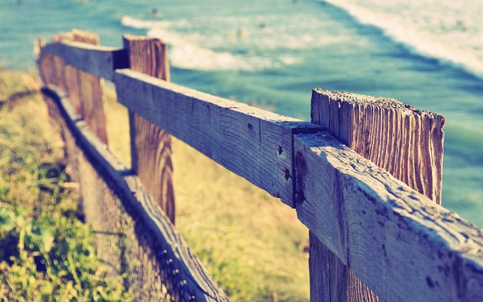 Wooden fence overlooking the sea