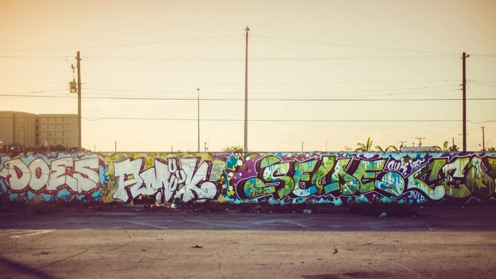 Graffiti mural on a wall in an urban area