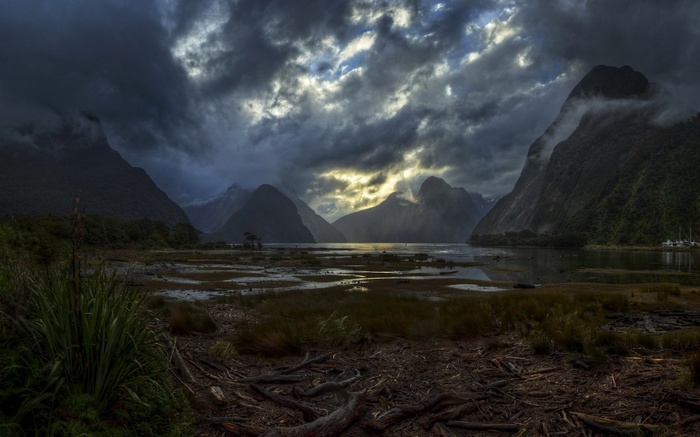 Stormy Sky Over Milford Sound Fiordland National Park