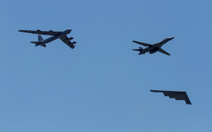 Three US Air Force Bombers in Formation
