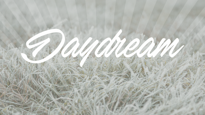 Daydream text on frosted grass