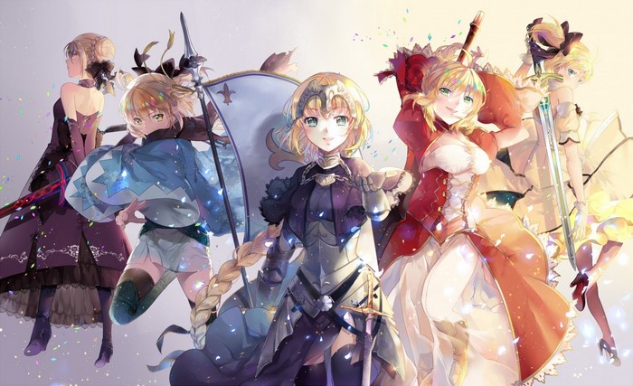 Saber and other Fate Series characters illustration