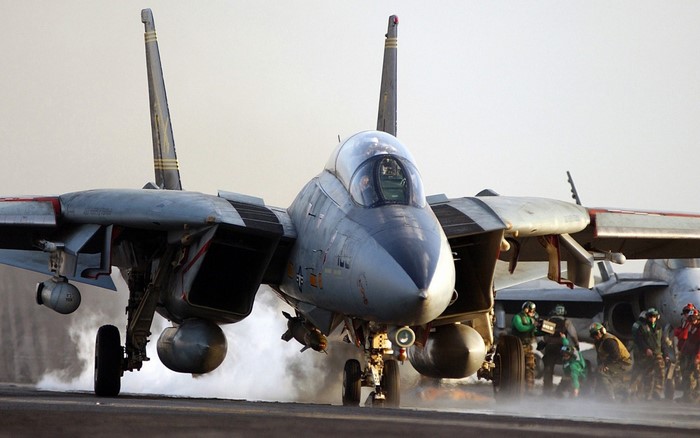 F-14 Tomcat on Aircraft Carrier Deck
